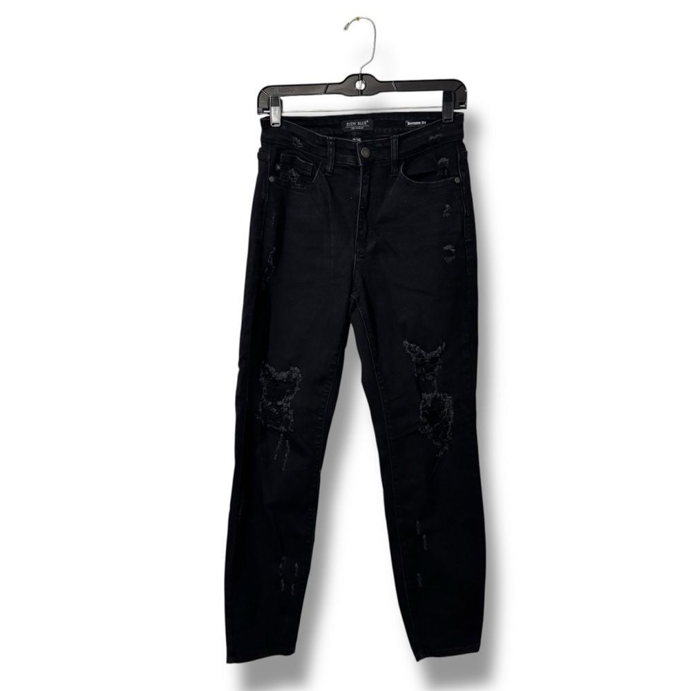 Judy Blue Black Distressed Boyfriend Jeans 26/3 Grunge Streetwear Denim Fit